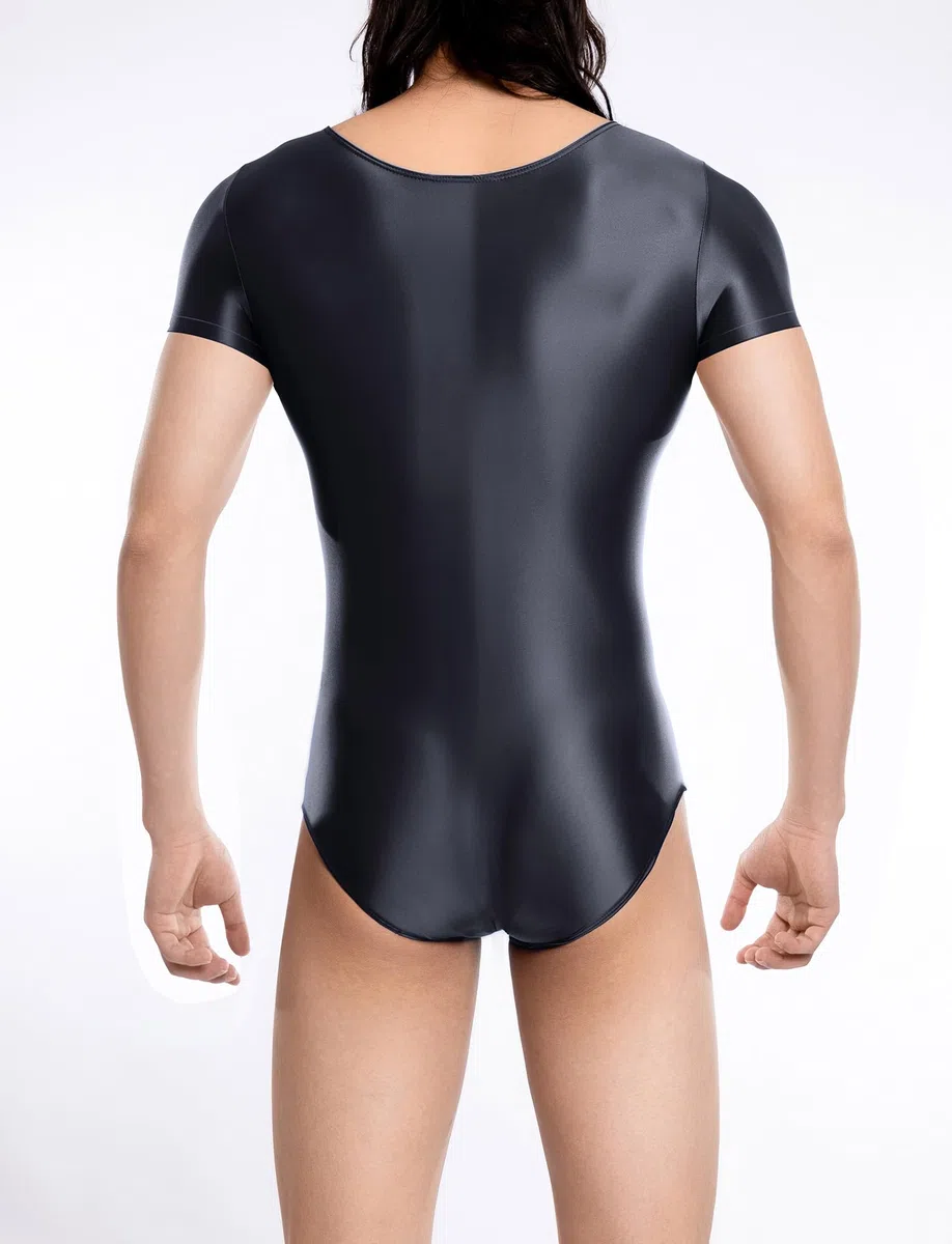 FEOYA Hommes Brillant Combinaison Wetlook Catsuit Manches Courtes Sexy Body