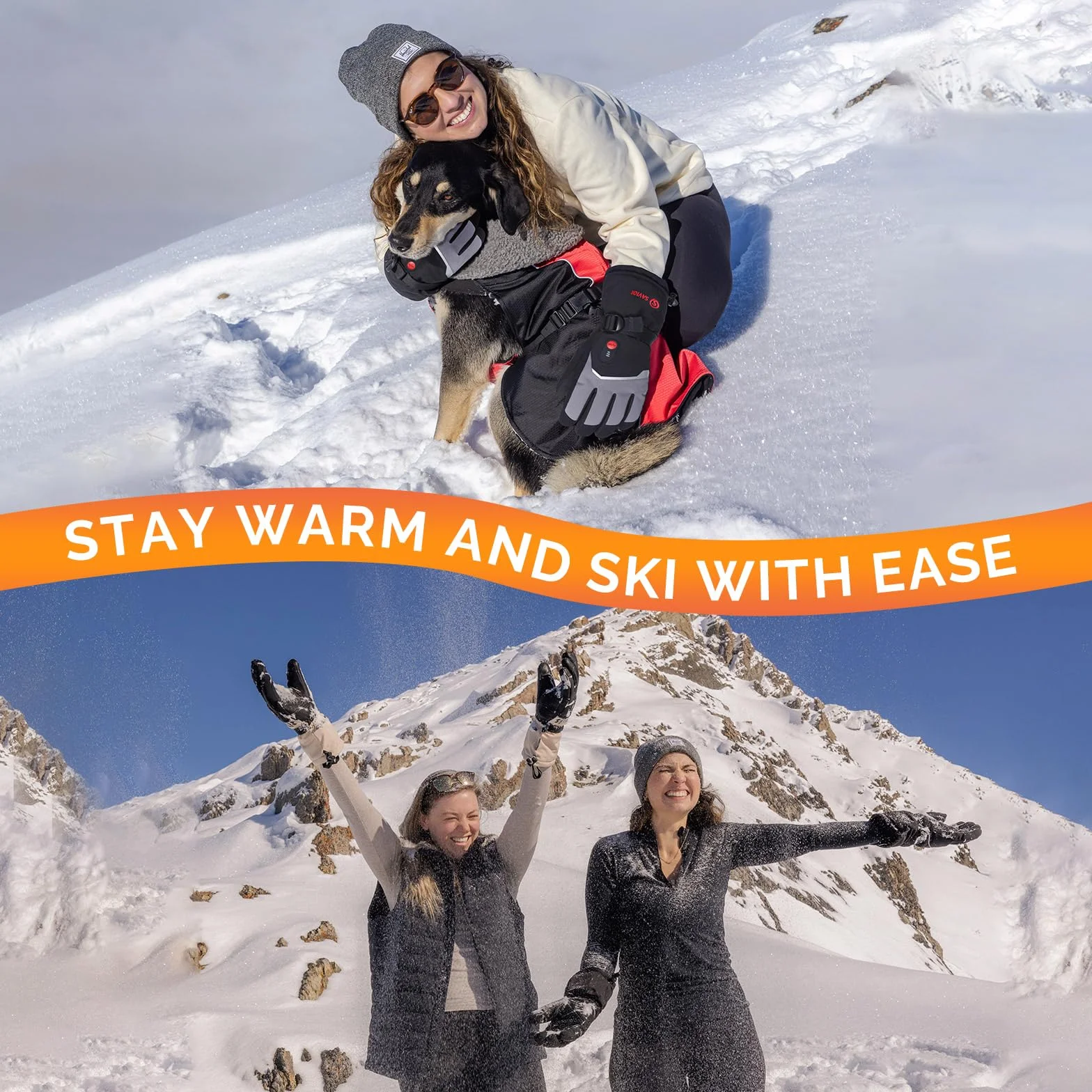 SAVIOR HEAT Gants Chauffants Mitaines Homme Femme, Gants de Ski Neige à Batterie Électrique Rechargeable, Gants Chauds pour Hiver Moto Snowboard Randonnée Cyclisme Randonnée Course à Pied