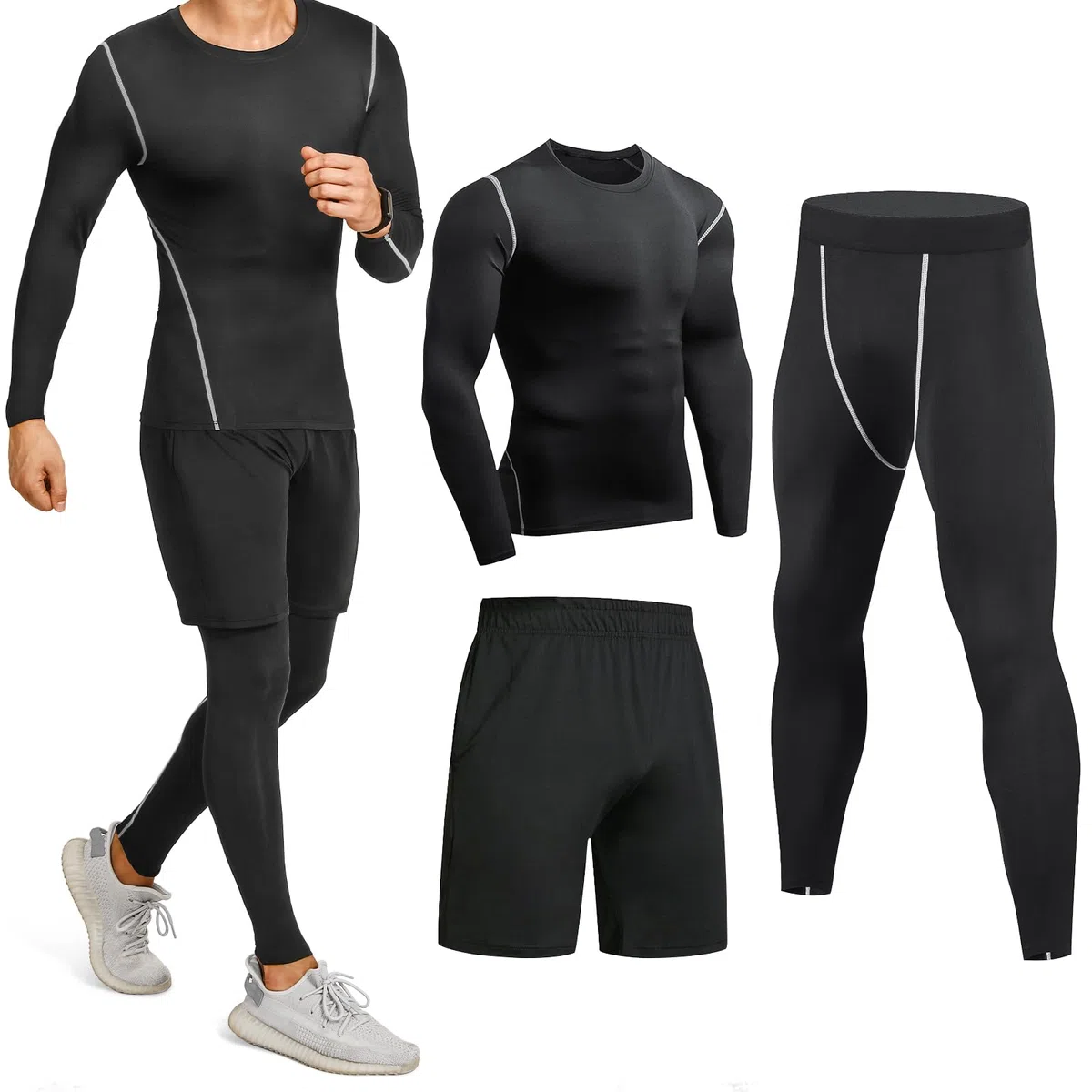 Niksa Ensemble Compression Homme Tenue Sport Fitness Vêtement Running Tee Shirt Compression Legging Sport Short Running