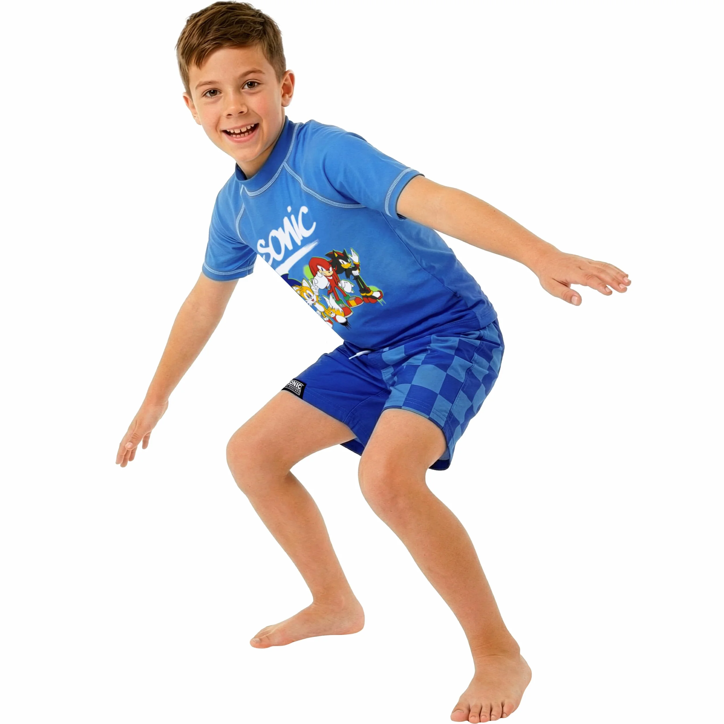 Sonic The Hedgehog Maillot De Bain Piscine Sonic pour Garçon, Ensemble De Bain 2 Pièces, Maillot De Bain Garçon