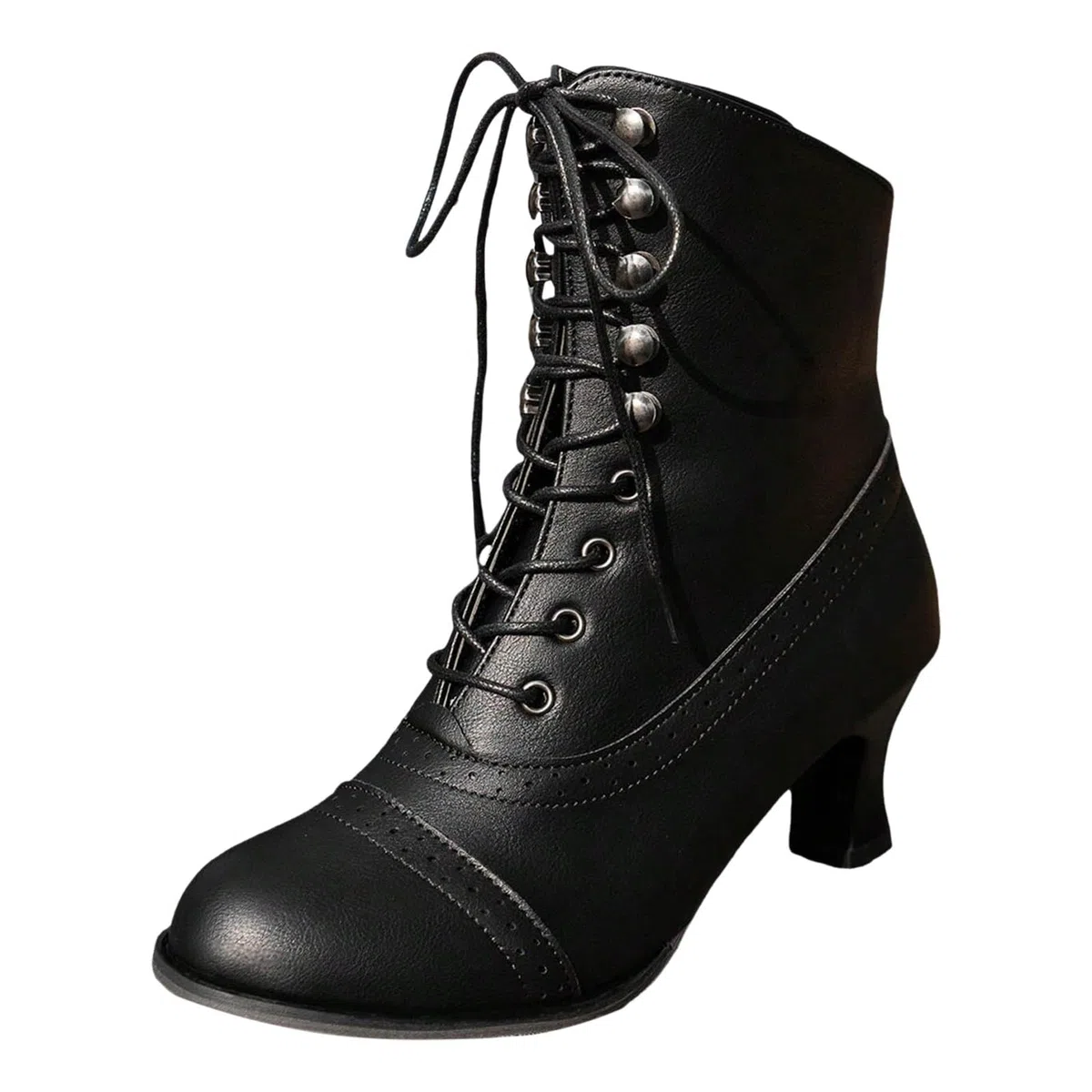 Générique Bottines Rétro Femme Talon Victoriennes à Lacets Bout Rond Talon Chaton Vintage Fermeture éclair latérale Bottines avec Talon Louis Steampunk Gothique Bottes Vintage Confort