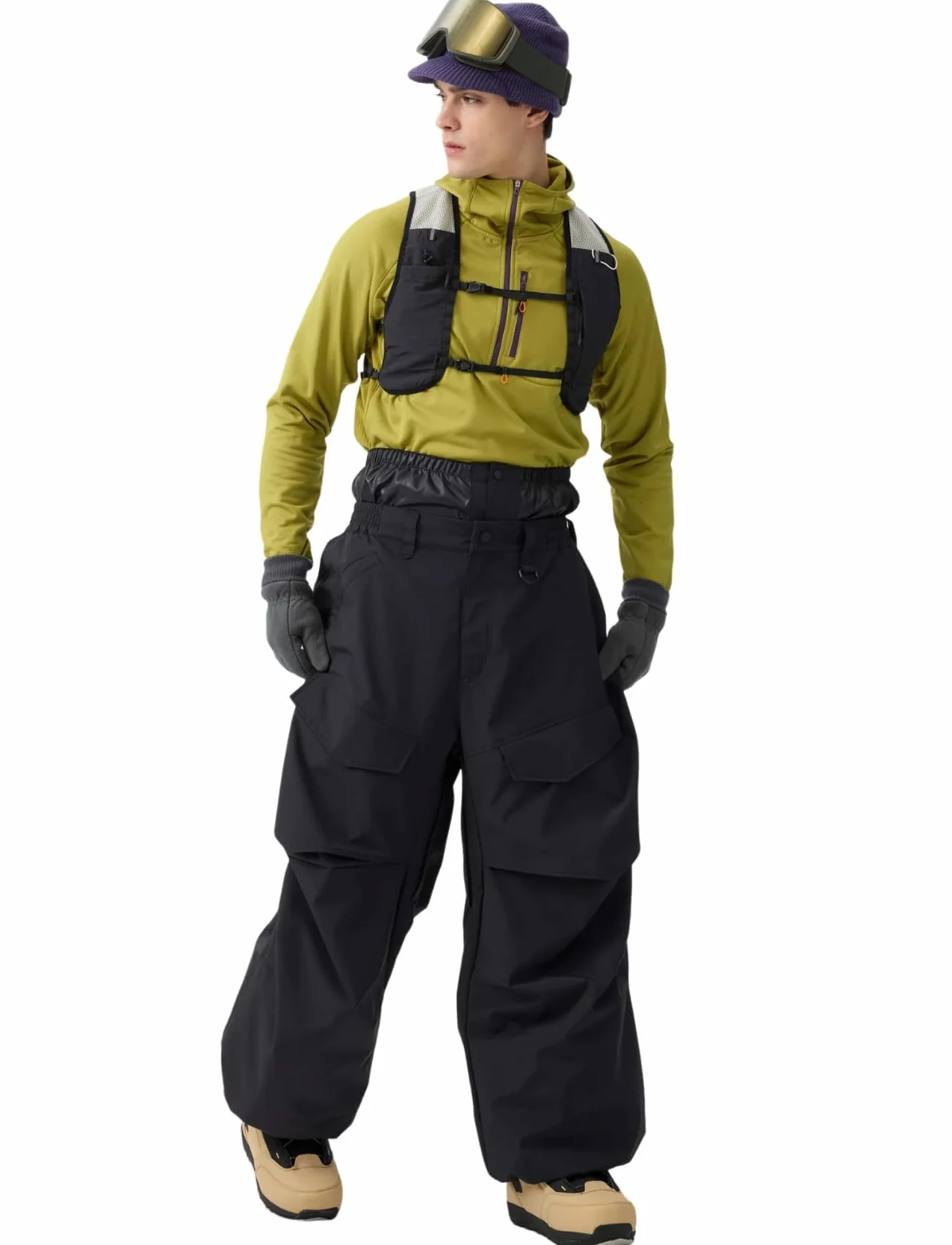 GSOU SNOW Pantalon de Ski pour Homme et Femme Pantalon de Snowboard, Baggy Ample Unisexe Imperméable Coupe-Vent Respirant Chaud