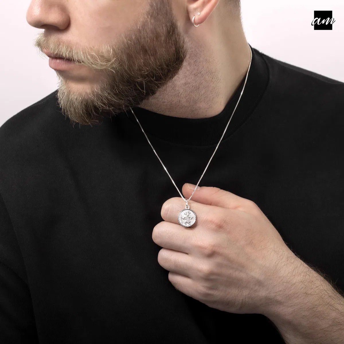 Amberta Pendentif avec Saint Christophe en Argent Sterling 925 - Médaillon Protecteur pour Homme et Femme - Médaille pour les Voyageurs - Différents Modèles