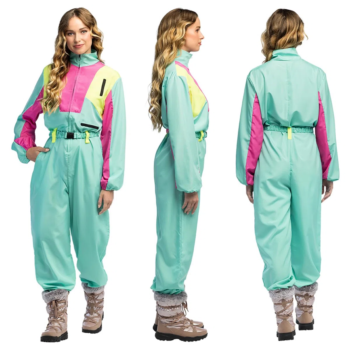Boland Combinaison de ski rétro, lumière noire, années 80, costume femme, vêtements de ski et de fête