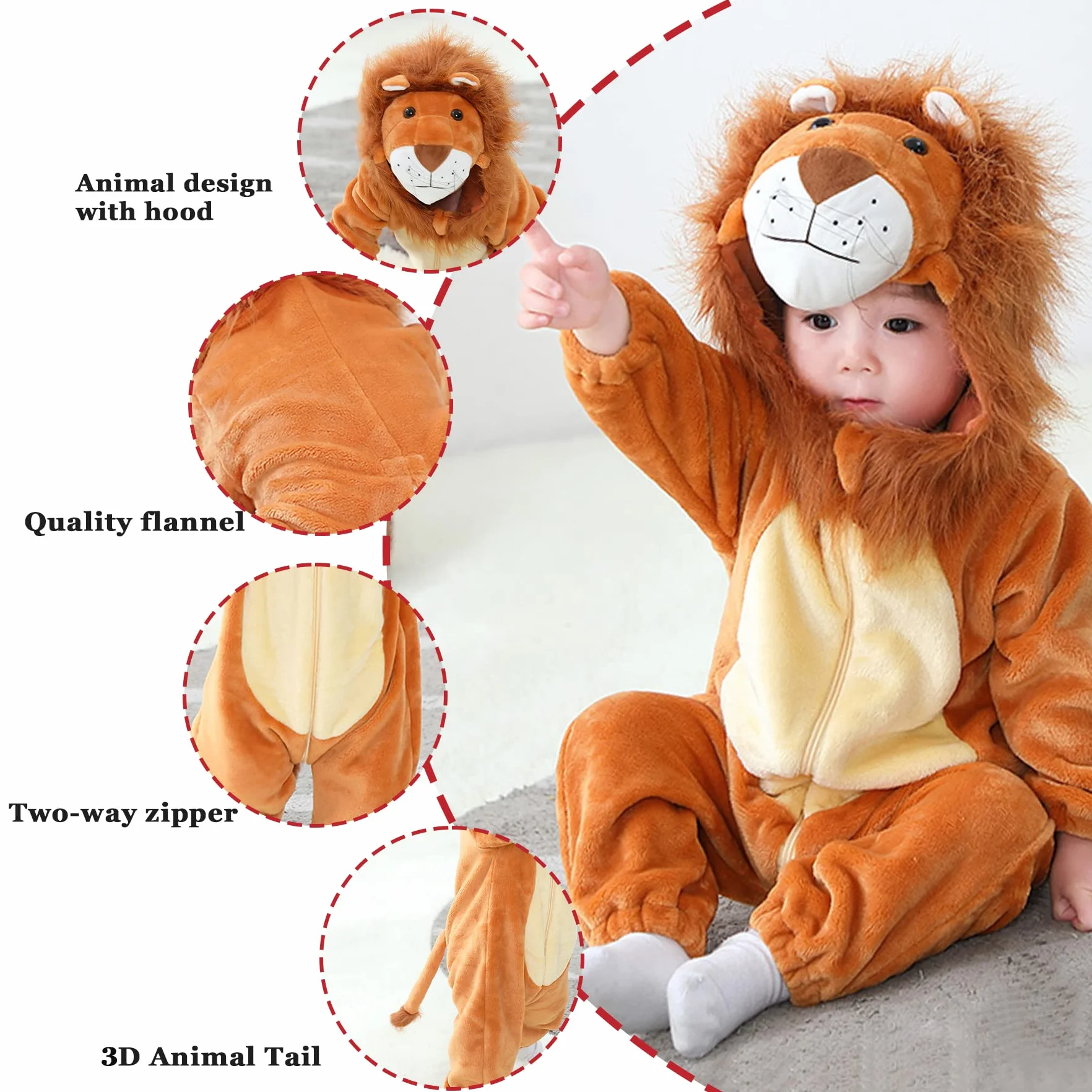 Capuchon de bébé unisexe Combinaison de style animal pour bébé Vêtements d'Halloween pour bébés