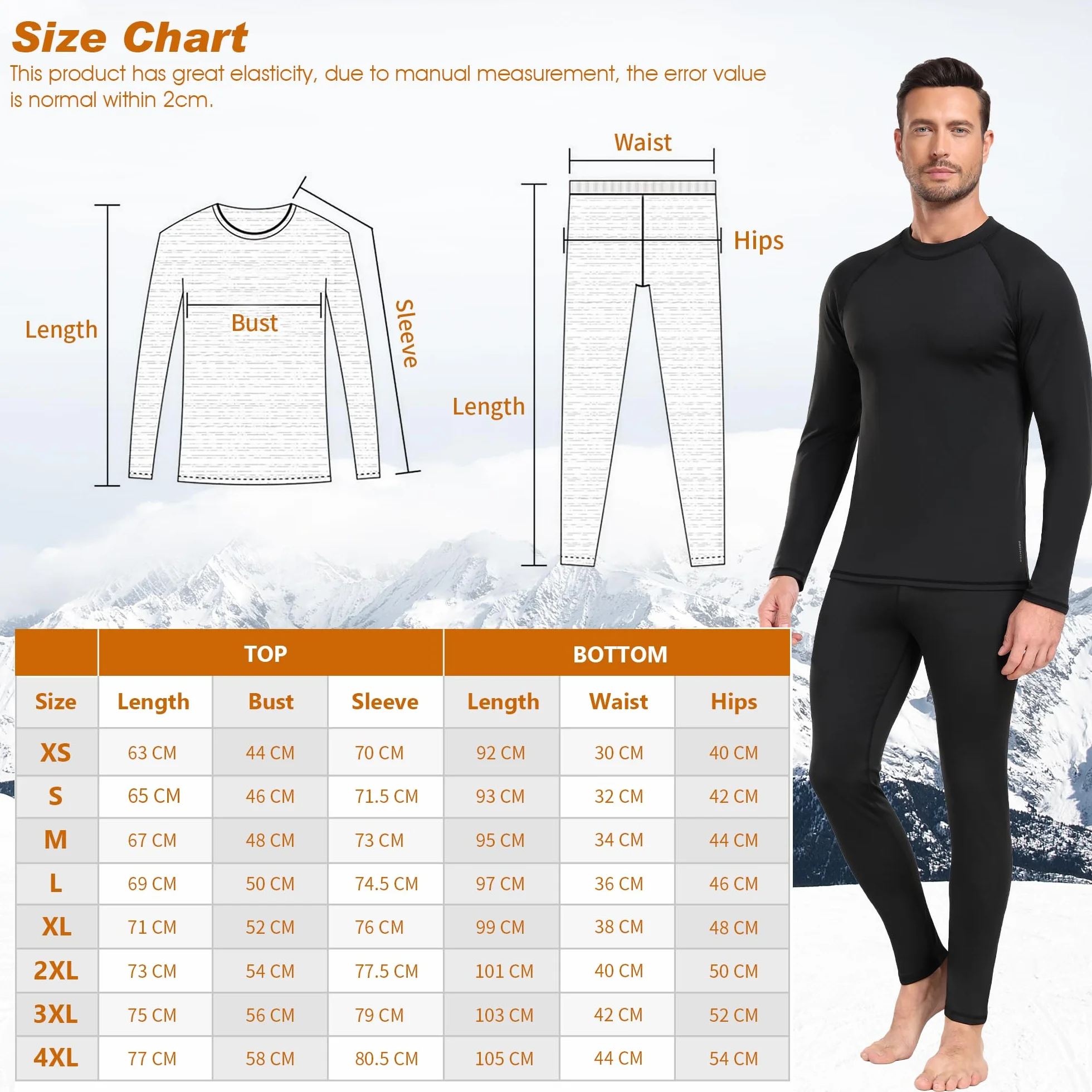 sous Vetement Thermique Homme Hiver sous-Vêtements Thermiques Homme sous Pull Thermique Énsemble Ski Collant Elasticité Ensemble Thermique Respirant sous Pantalon Thermique