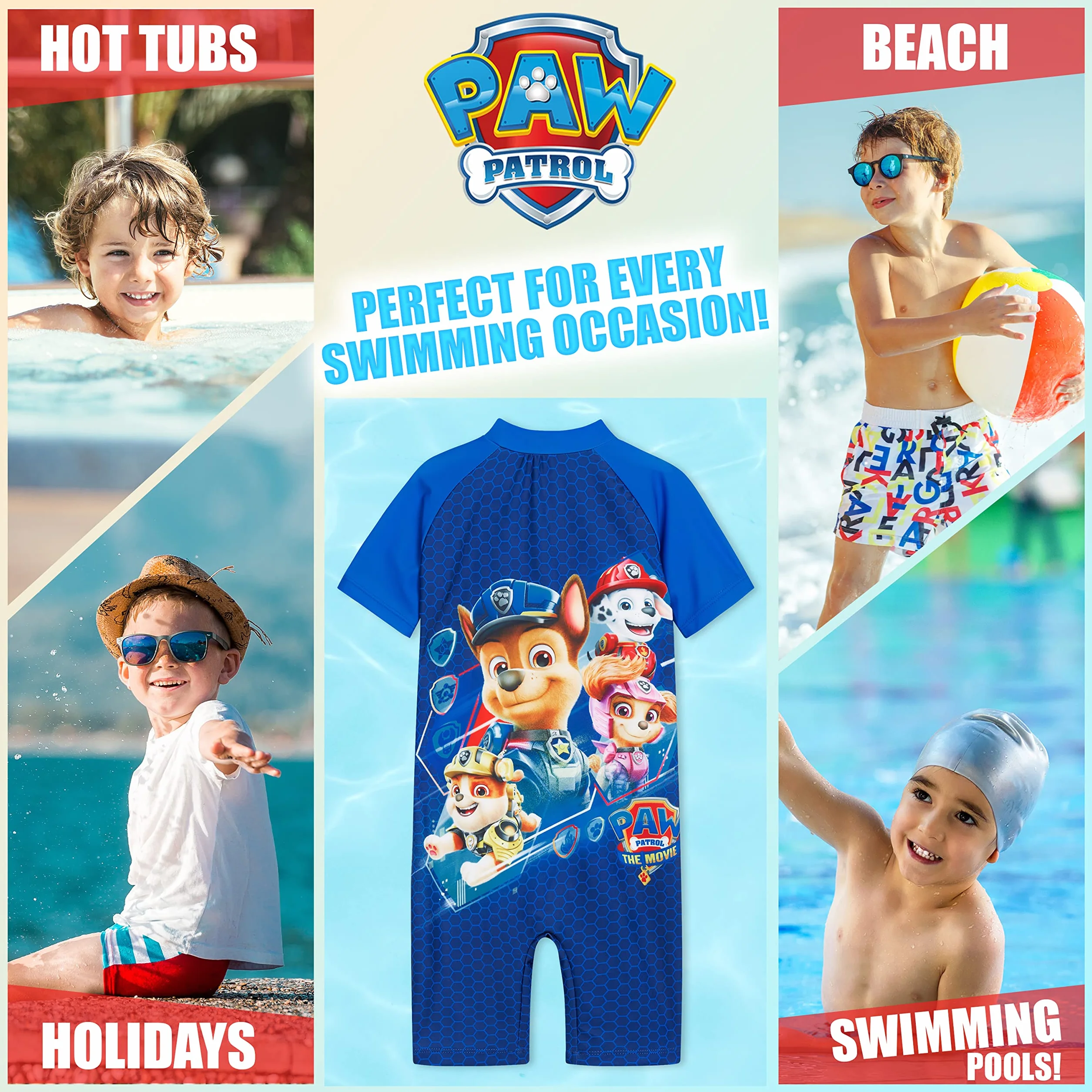 Paw Patrol Maillot de Bain Garçon Pat Patrouille Combinaison Piscine Une Pièce