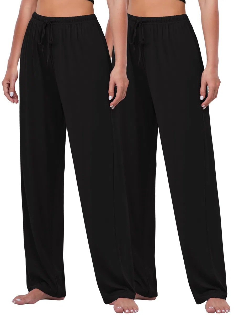 FEQO 2 Pièces Bas de Pyjama Femmes Pantalon de Pyjama Taille Élastique Pantalon Long Lâche Leggings De Yoga femme