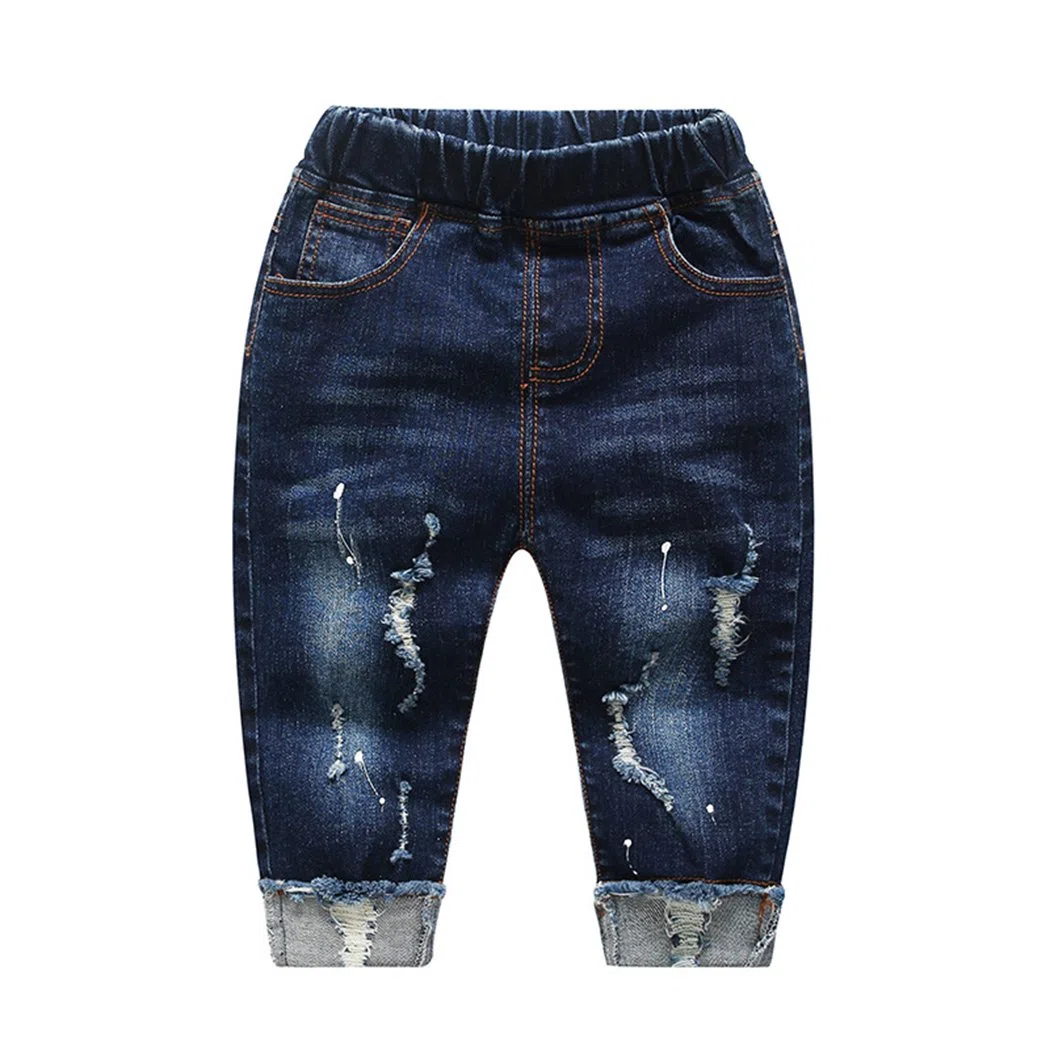 KIDSCOOL SPACE Jeans Bébé Fille Garçon,Petit Pantalon Denim Déchiré Taille Élastique pour Enfant