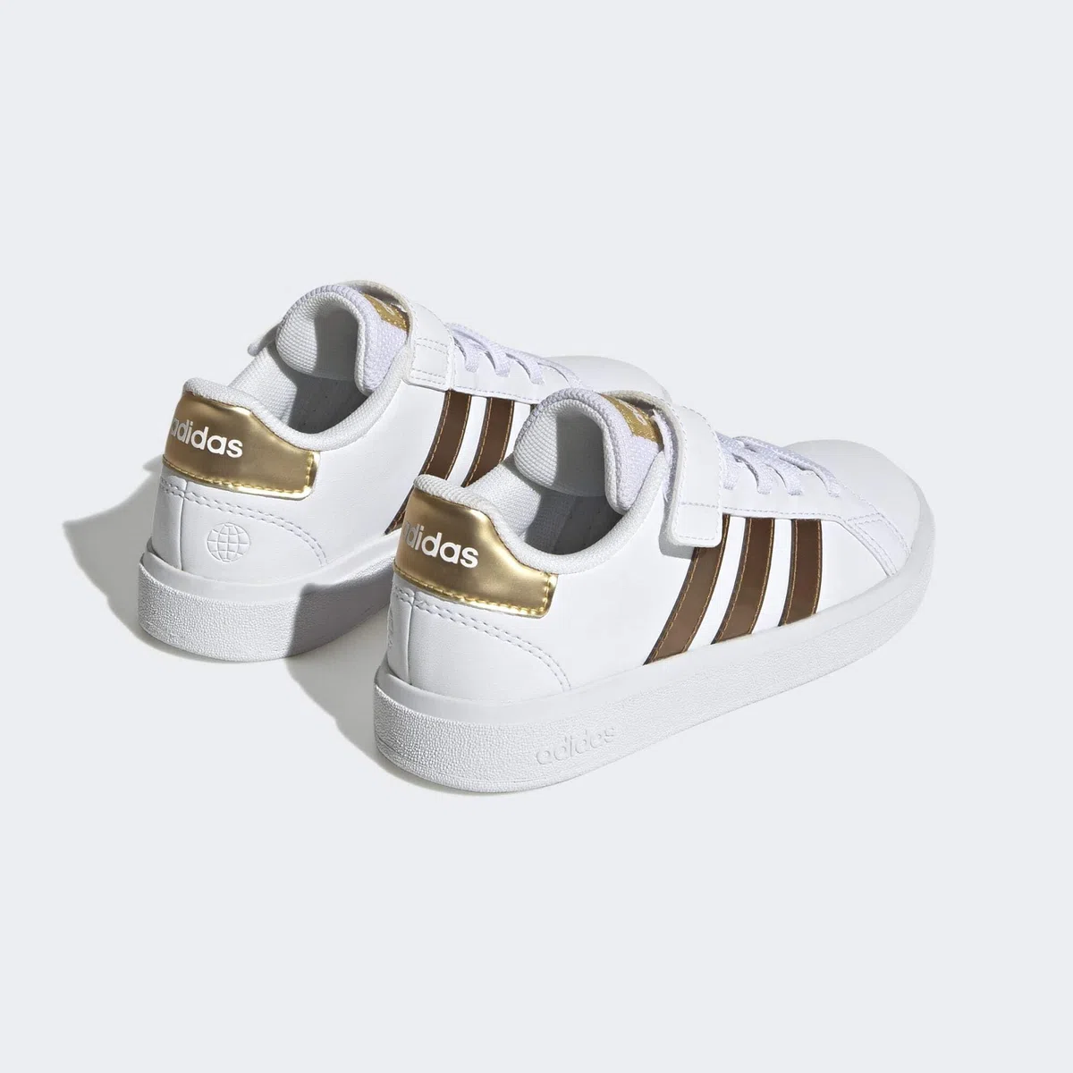 Adidas Grand Court Sustainable Lifestyle Court Elastic Lace and Top Strap Shoes Chaussures - Low (Pas de Football) Mixte Enfant