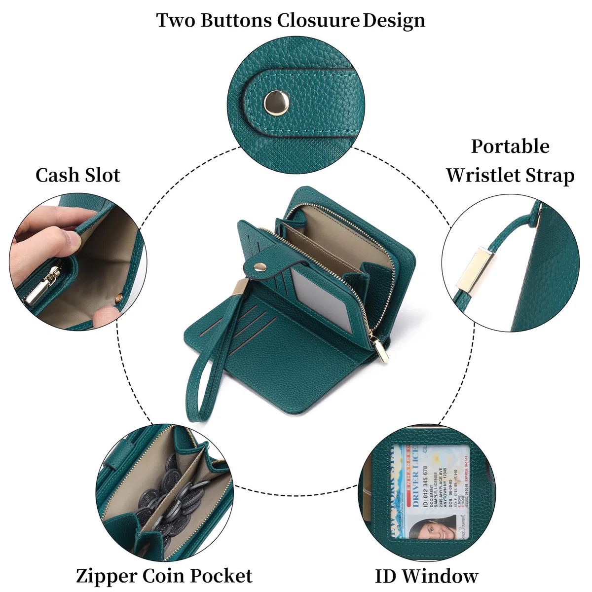GAEKEAO Portefeuille Femme Cuir Petit Porte Monnaie Femmes RFID Blocage Court Portefeuilles avec Fermeture éclair Poche à Monnaie
