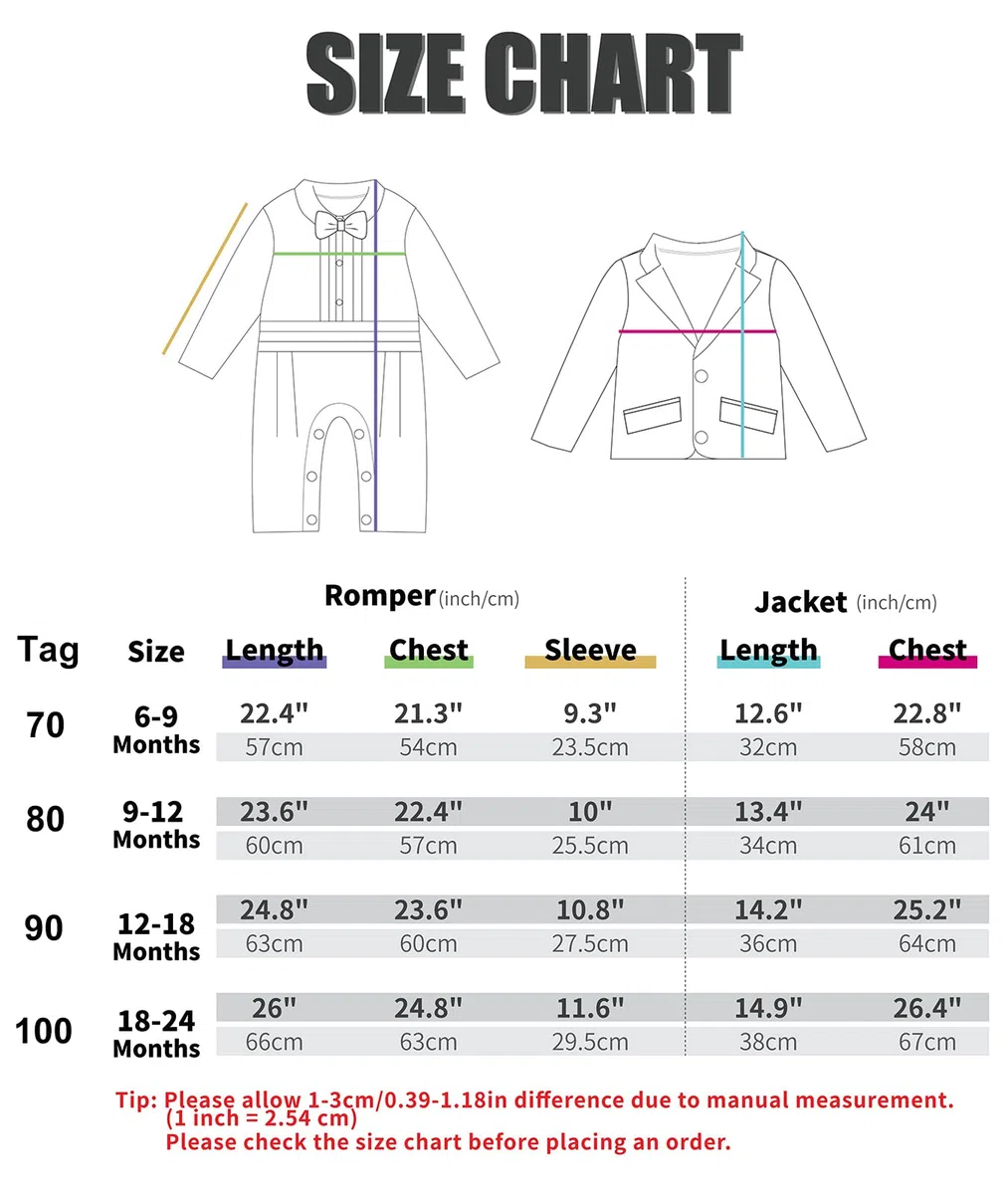 mintgreen Barboteuse pour Bébé Garçon Gentleman, Ensemble de Costume 2 Pièces Tenue de Mariage avec Manteau, 6-24 mois