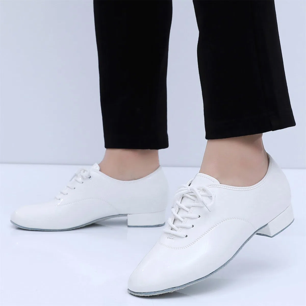 Chaussures De Danse Modernes Hommes Talons Bas Semelle Complète en Daim Chaussures À Lacets D'intérieur pour Salle De Bal Latine