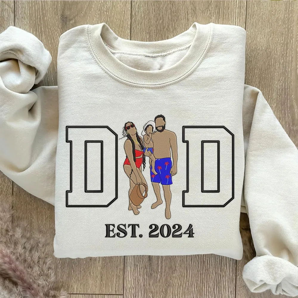 Sweatshirt Personnalisé avec Broderie pour Papa,Créez Votre Propre Sweat à Capuche Portrait de Photo,Cadeau pour Nouveau Papa, Grand-père, Meilleur Dad| Cadeaux pour Mari, Anniversaire
