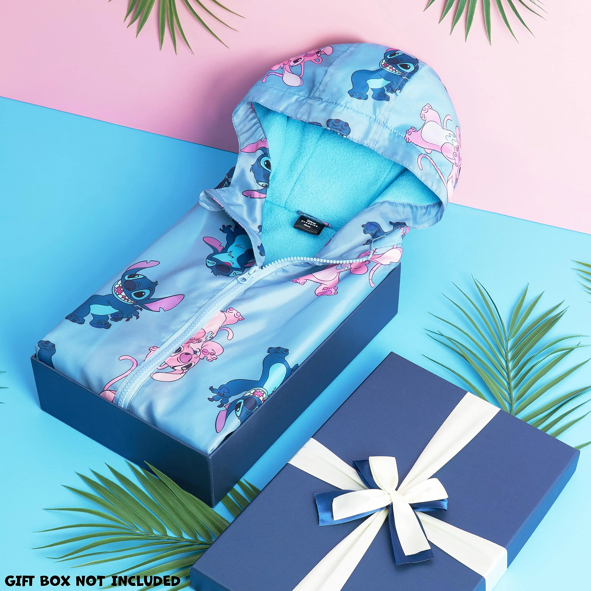 Disney Veste Stitch, Impermeable Enfant Fille, Veste de Pluie Enfant avec Doublure en Polaire, Vêtement Enfant Fille Ado 4-14 Ans