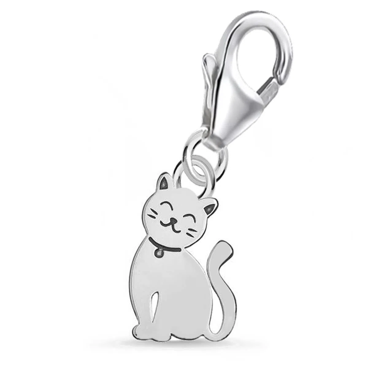 mini chat pendentif charme en argent 925 pour bracelet ou chaîne