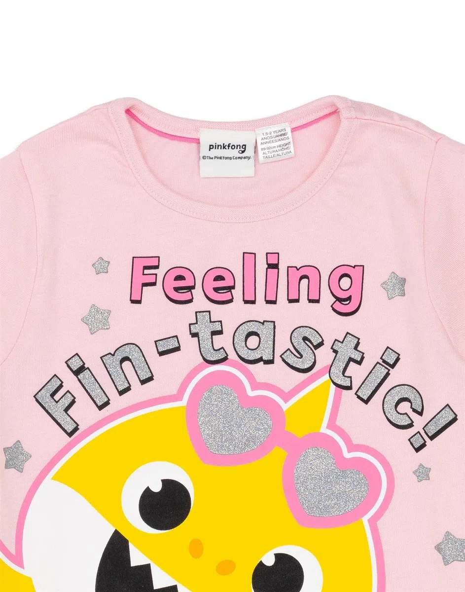 Baby Shark Pyjama Rose pour Fille | T-Shirt et Short bébé Requin pour Enfants | Feeling Fin-Tastic Conception d'aventure sous-Marine | Marchandise Officielle de bébé Requin | Cadeau Parfait