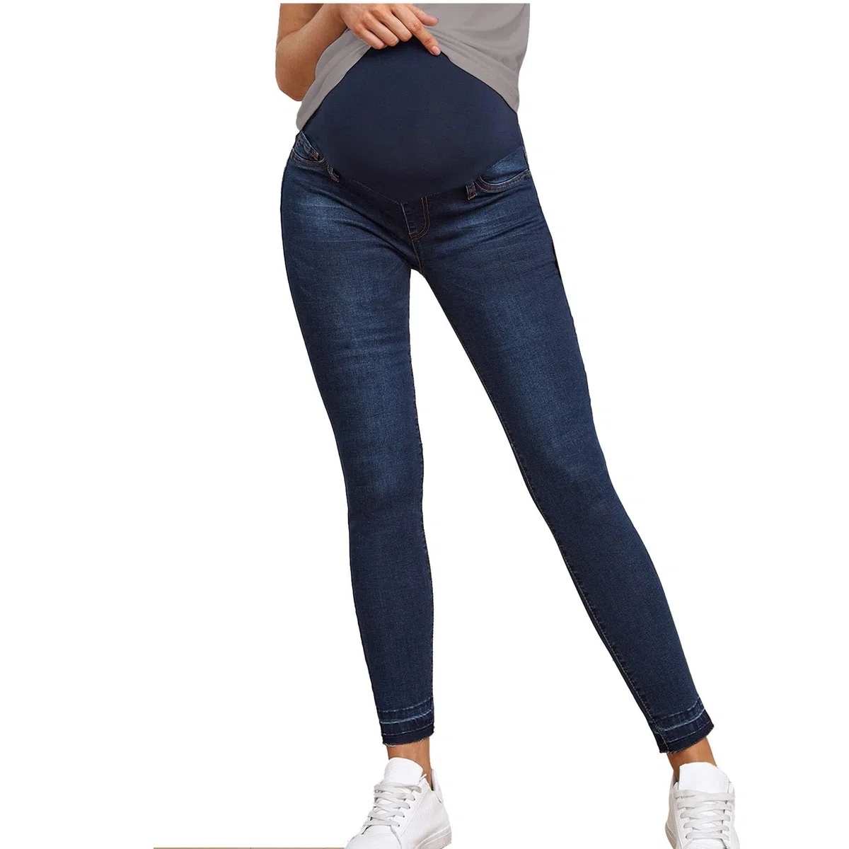 Pantalon de Grossesse Femme Jean Stretch élastique Jean Coupe Slim Bandeau Haut Stretch et Confortable Jeans Enceinte Skinny Push up Fesse Pantalon de maternité Jogging Automne Hiver Chaud
