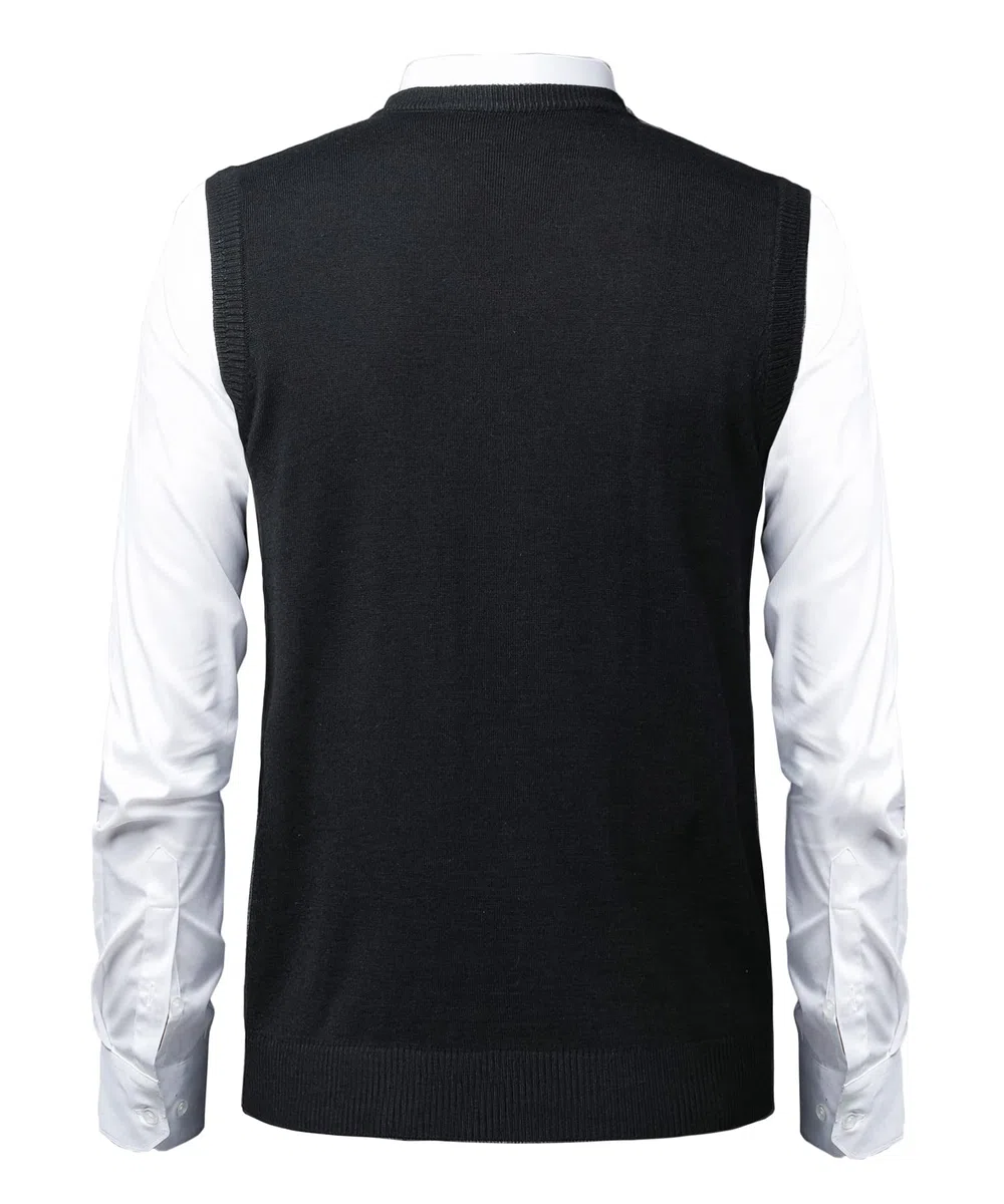 Homme Gilet Mélangée sans Manches Tricoté Manches Maille Pull Classique Business Gilet pour Chemise Tricoté Débardeurs