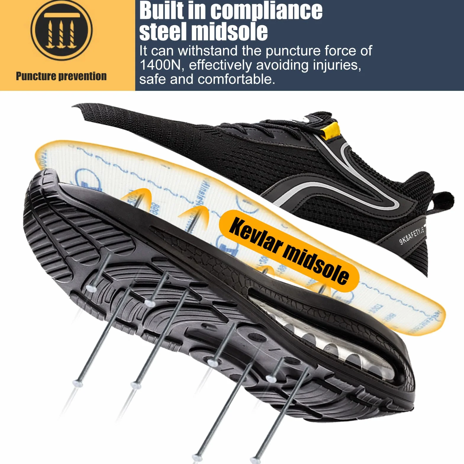 Chaussures de Sécurité Homme Femme Antidérapant et Legere Chaussure de Travail