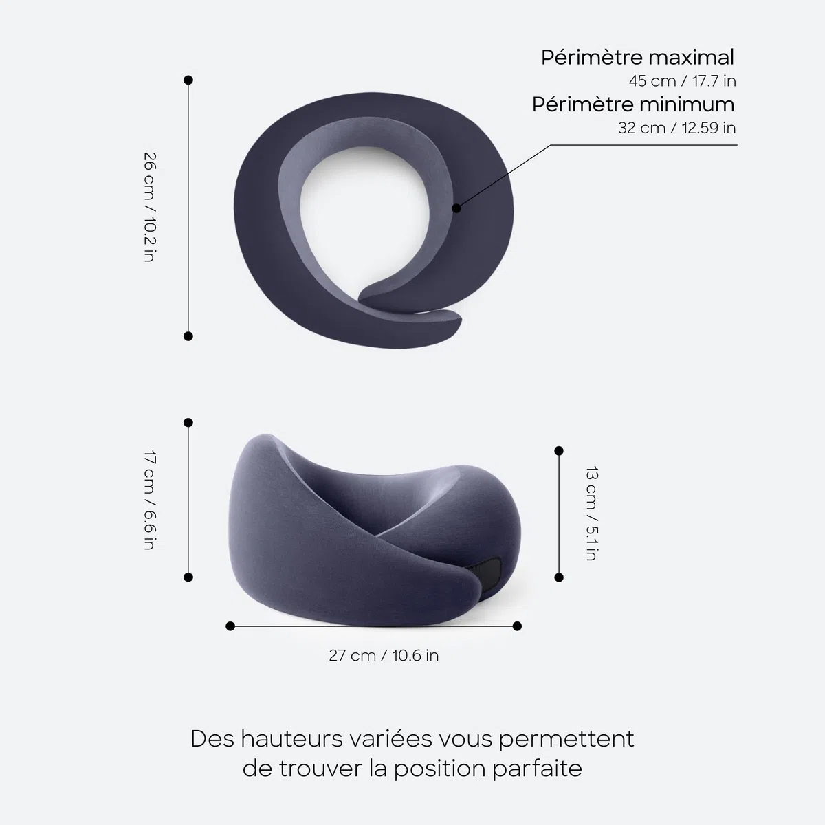 Ostrichpillow Go Neck Pillow - Oreiller de Voyage en Mousse à Mémoire de Forme, Design Ergonomique à 360º, Côtés Asymétriques, Sac de Voyage Inclus, Housse en Modal Lavable