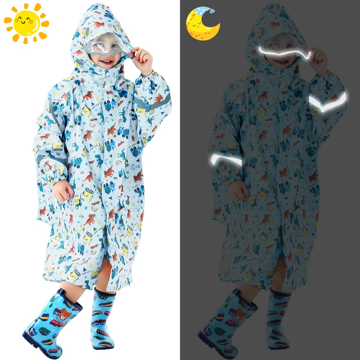Imperméable Enfants Filles Poncho Pluie à Capuche Garçons Filles Respirant Léger Cape de Pluie Long Vêtements de Pluie Randonnée Camping Sport Vestes de Pluie 3-12 Ans