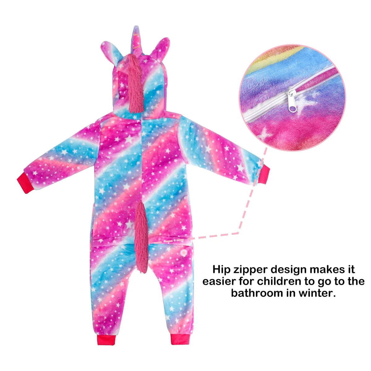 KAKU NANU Licorne Fille Pyjama One Piece Enfant Polaire 2-10 Ans,Fermeture Éclair,2 Poches