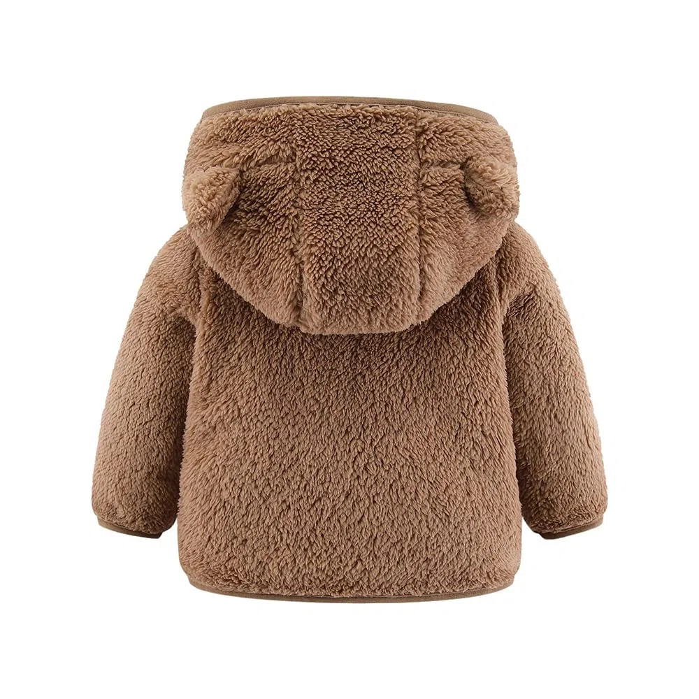 Veste à capuche en polaire pour bébés garçons et filles avec oreilles, vêtement chaud en ourson cartoon avec fermeture éclair, manteau pour nourrissons de 0 à 24 mois