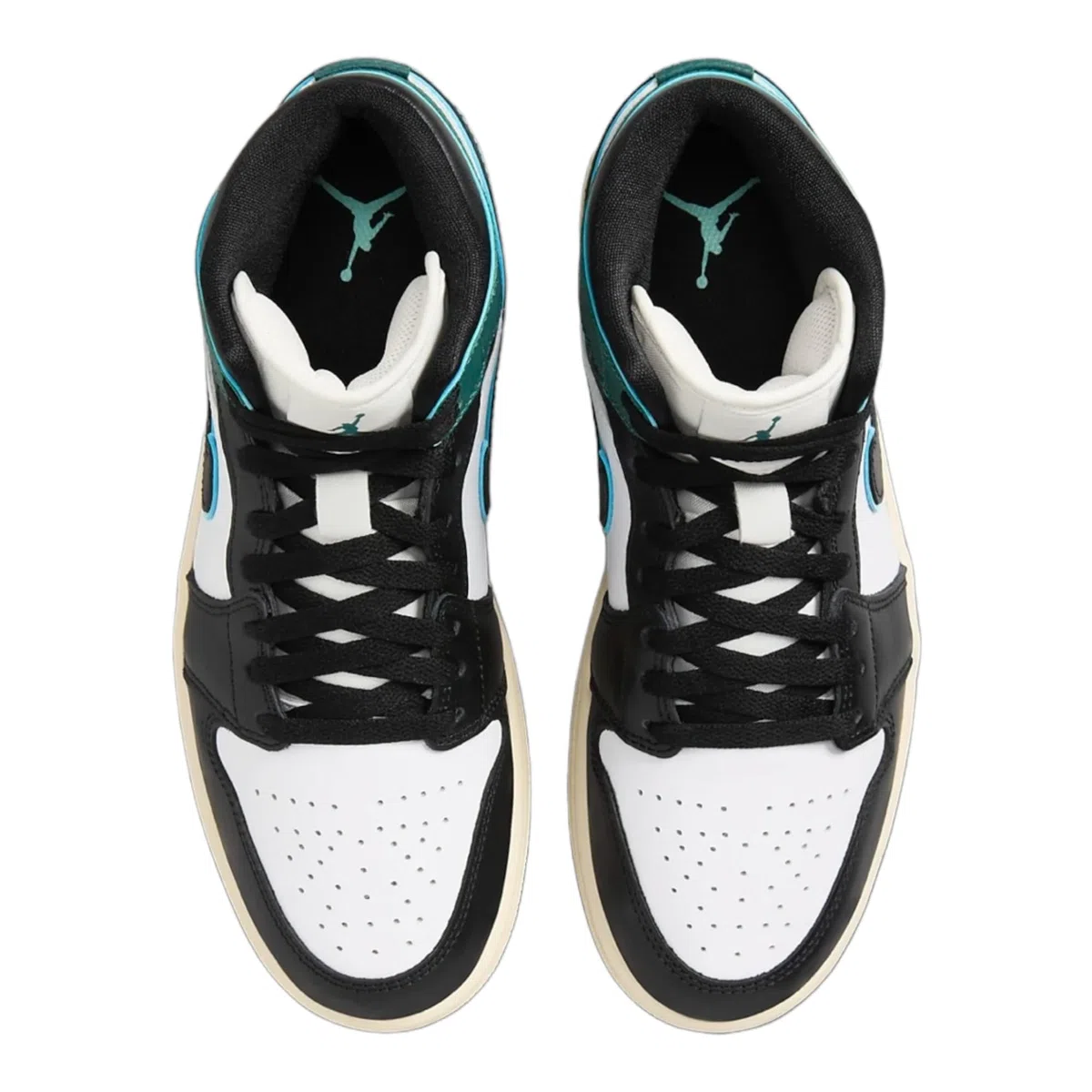 Jordan Nike Air 1 Mid FQ7818-100 Chaussures pour femme Blanc/noir/rose clair Pointure 42,5