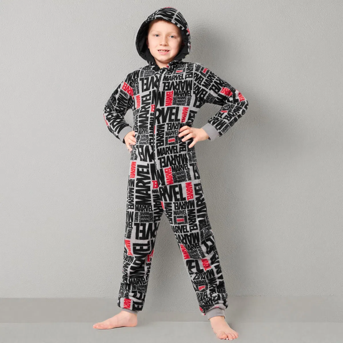 Marvel Combinaison Pyjama Enfant Garcon Surpyjama Grenouillère Garcon en Polaire Onesie Enfant Ado 9-15 Ans Avengers