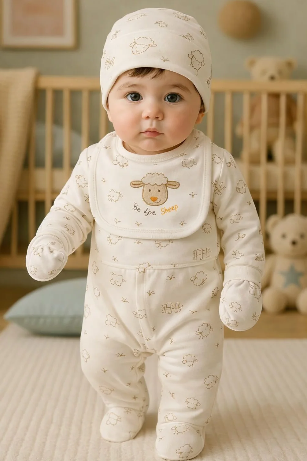 Blue Eyes Coffret Naissance Bébé 6 Pièces en Coton 100%, Ensemble Cadeau Nouveau-Né 0-4 Mois, Vêtements Bébé avec Broderie