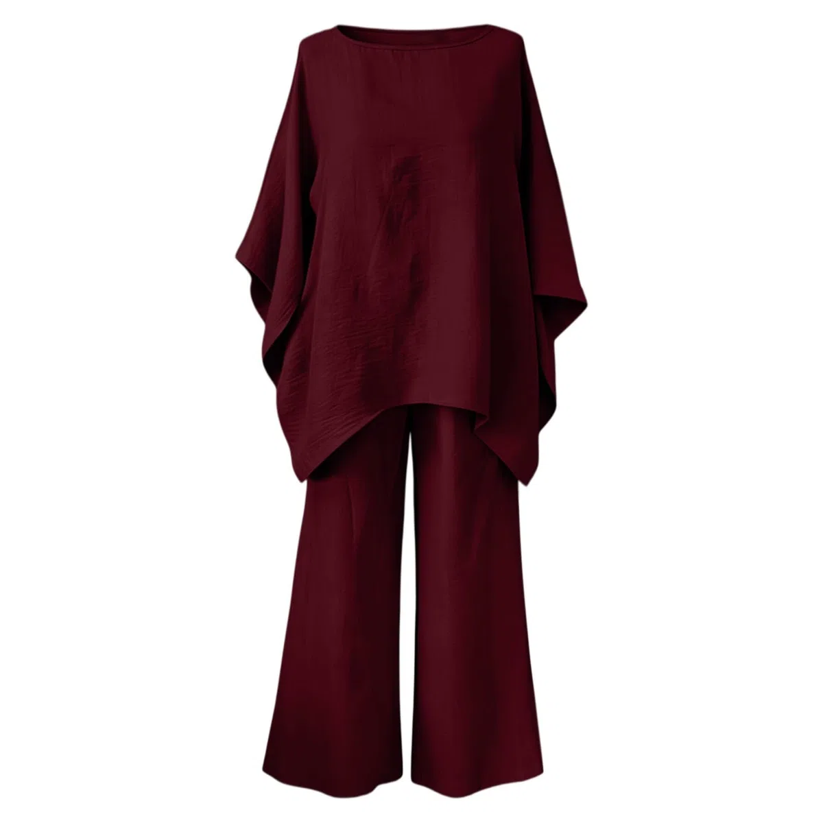 Ensemble Lin Femme 2 Pieces Chic Décontracté Léger Manches Longue Chemise Col V Et Pantalon Fluide Imprimé Bohème Ample Lâche Tenue Grande Taille Décontractée Elegant Bohème Été Loungewear De Maison