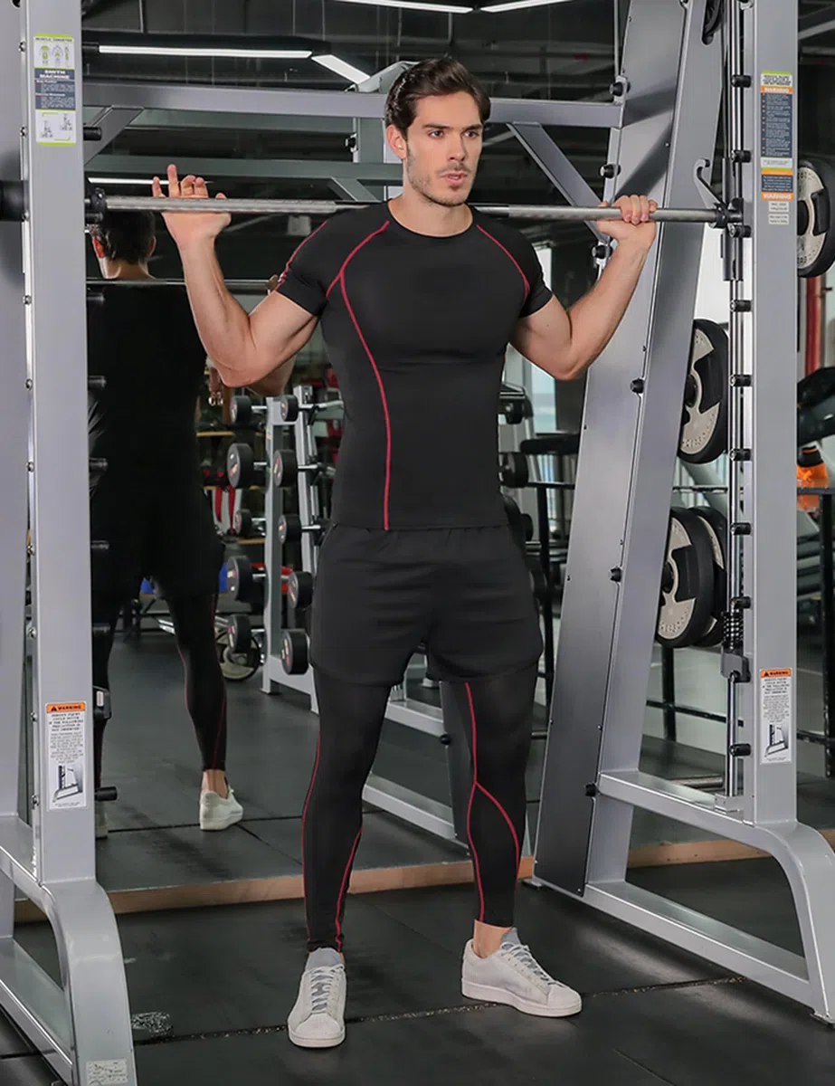 Ensemble Compression Homme Tenue Sport Fitness Maillot Serré Tee Shirt Compression Legging Pantalon Jogging Vêtement Running 3 Pièces S-XXL