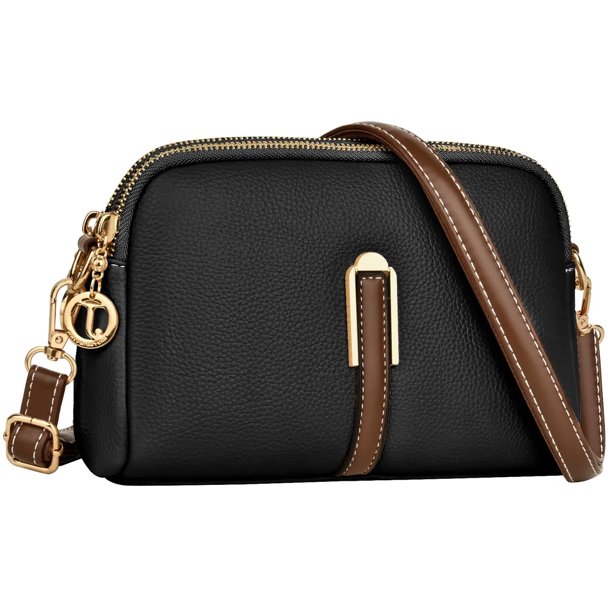 TEUEN Petit Sac a Bandoulière Femme, Simili Cuir Souple en PU Saccoche Bandouilliere avec Poches Multiples 2 in 1 Sacs à Main Portés Épaule et Pochette Bandoulière pour Telephone Portable