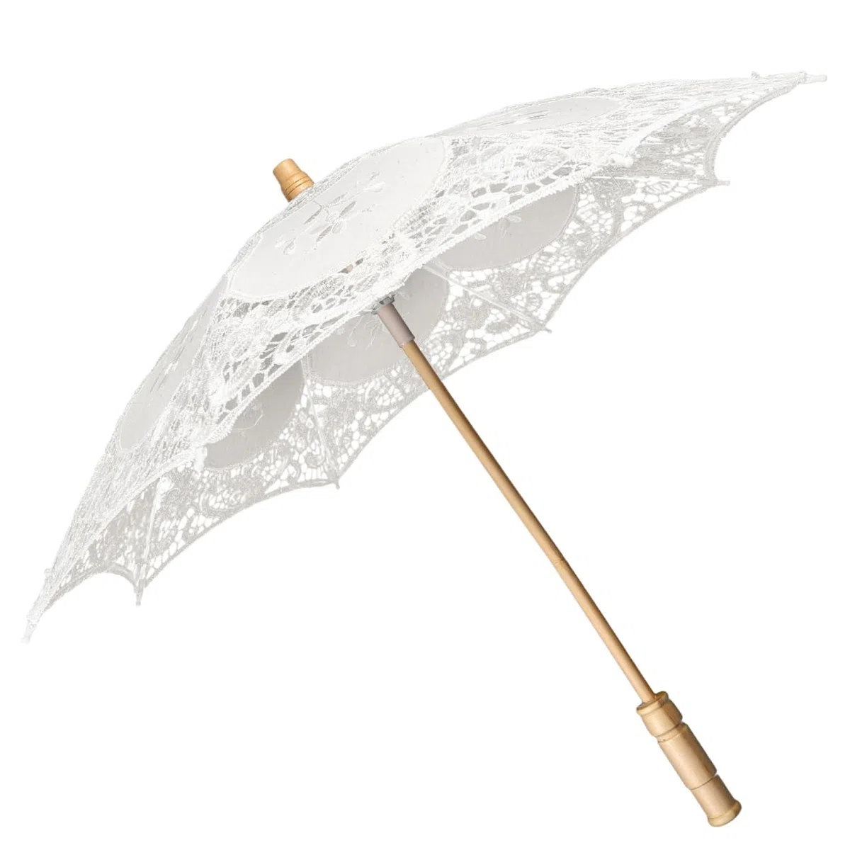 Garneck Parapluie de Mariage en Dentelle Beige 38 Cm Double Couche, Ombrelle Élégante pour Demoiselles D’honneur, Accessoire Photo et Cérémonie, Parapluie Léger 64 G pour Cérémonie