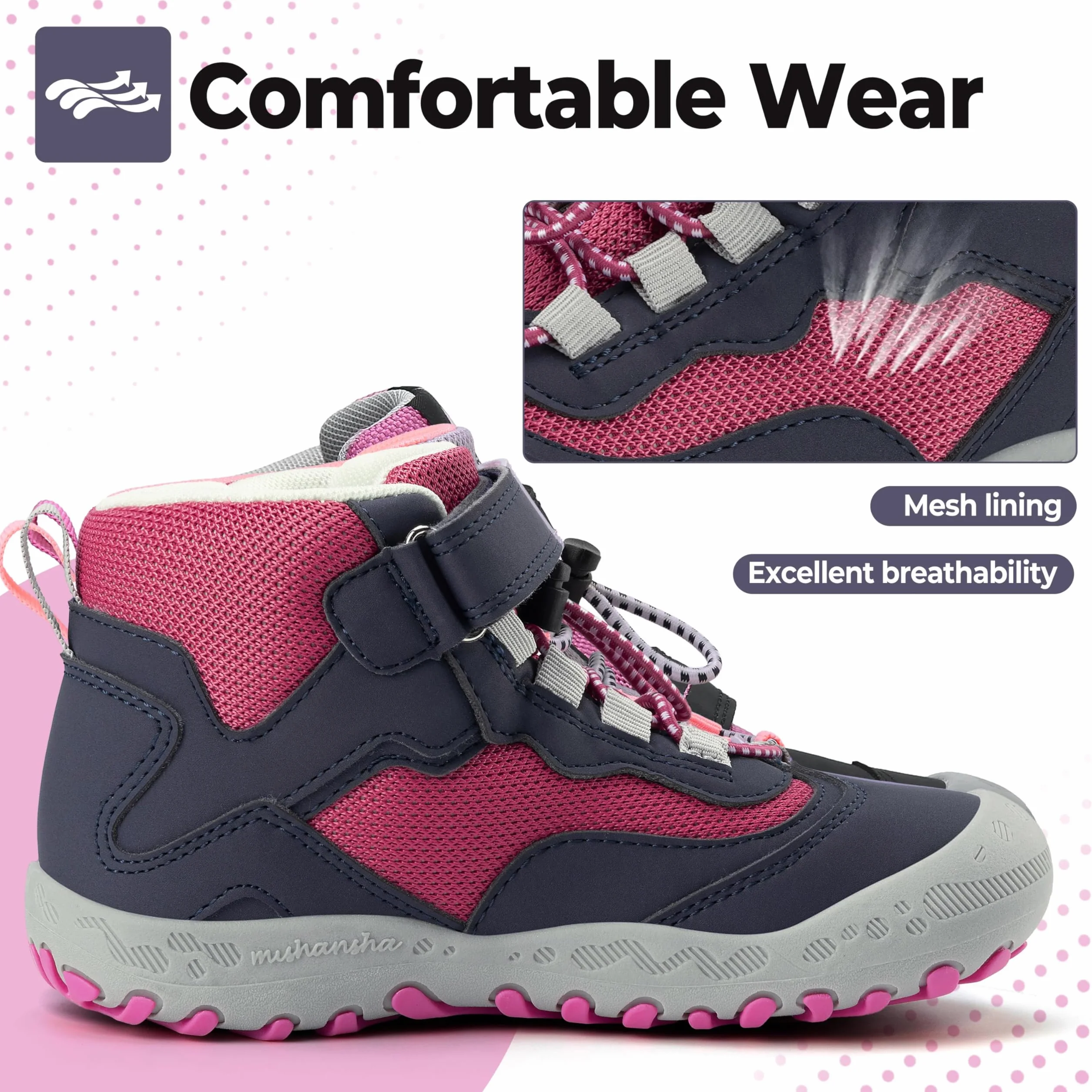 Mishansha Enfants Chaussures de Randonnée Fille Chaussures Marche Léger Respirant Chaussure Trekking GR.24-38
