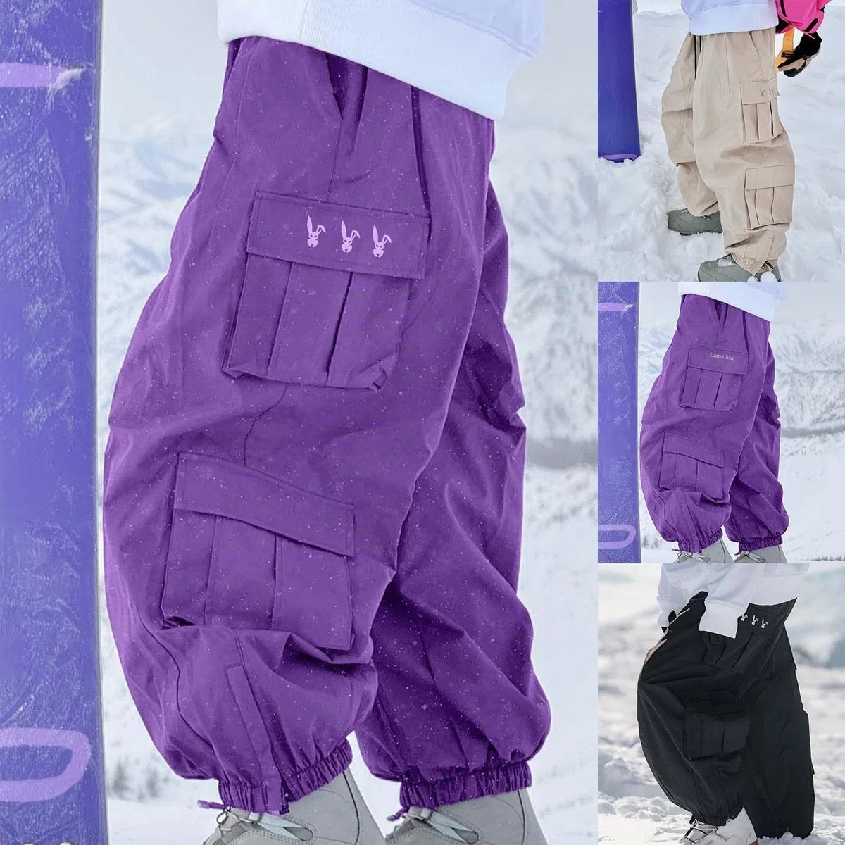 Pantalon de ski pour homme, femme, baggy de snowboard large, pantalon de neige, surdimensionné, multi-poches, imperméable, coupe-vent, respirant, chaud, randonnée, hiver, pantalon de chasse