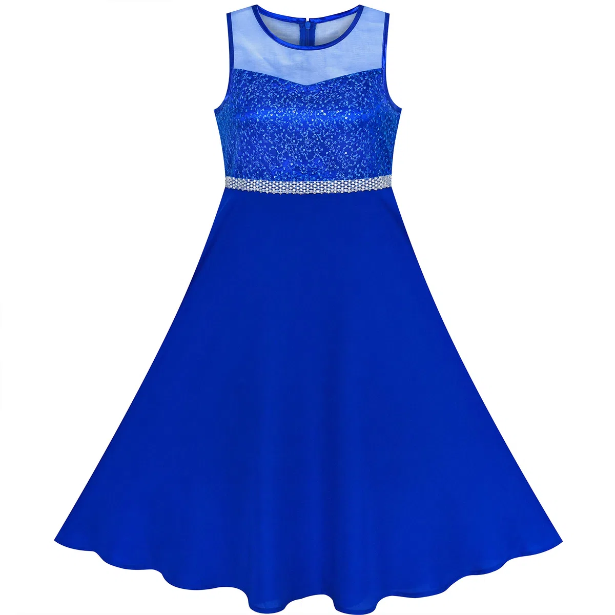 Sunny Fashion Robe Fille Rhinestone Mousseline de Soie Demoiselle d'honneur Bal de Danse Maxi Robe 6-14 Ans