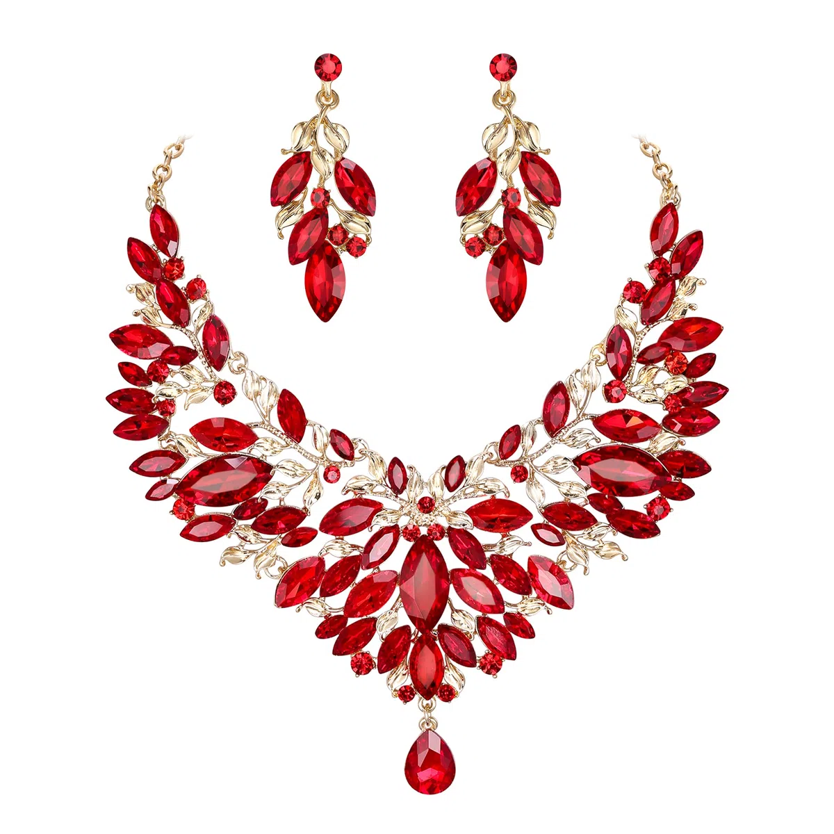 Parure Bijoux Femme Mariage Mariée Cristal Strass Aile Collier et Boucles d'Oreilles Pendantes Fête Clair Ton d'argent