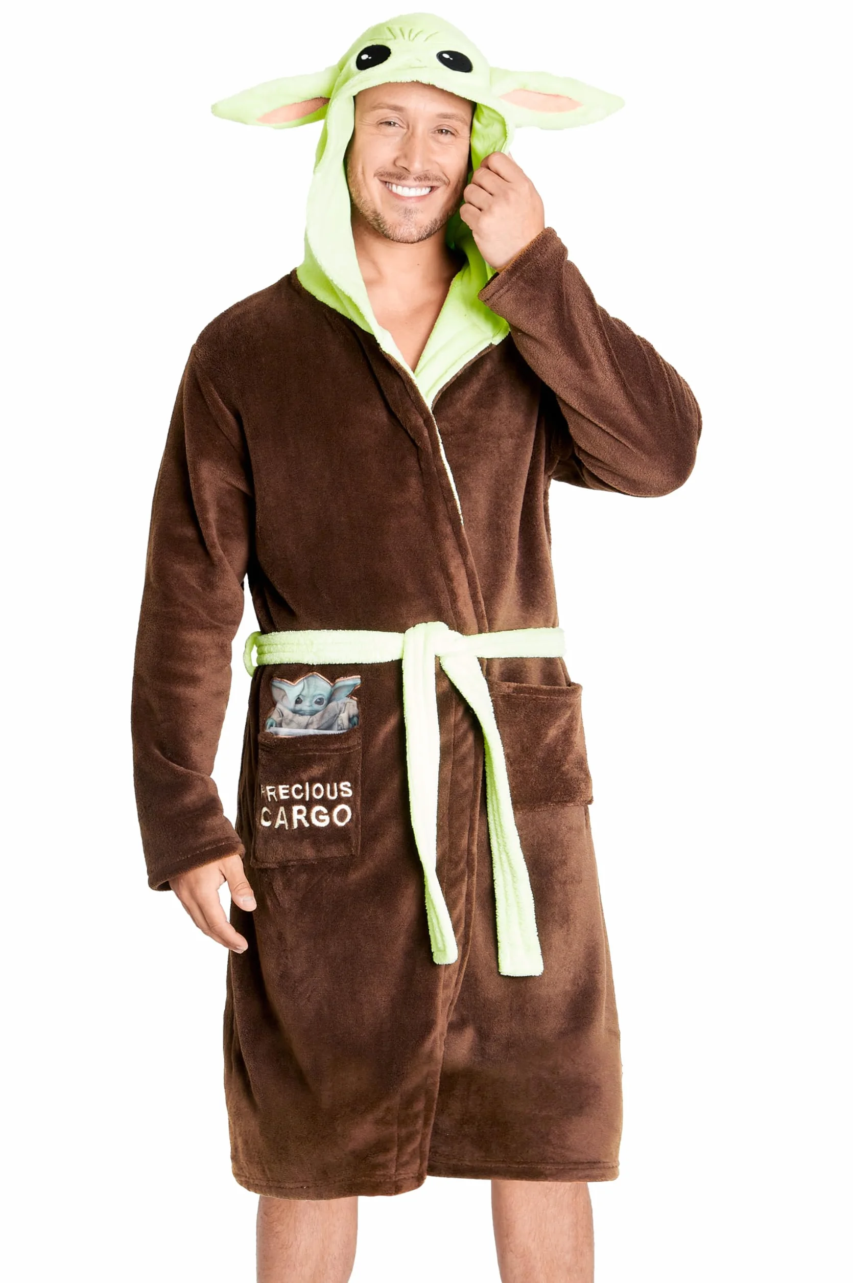 Disney The Mandalorian Baby Yoda Robe De Chambre Homme, Peignoir En Polaire Avec Capuche De Bébé Yoda, Idée De Cadeau Geek Pour Adulte Ou Ado Garçon