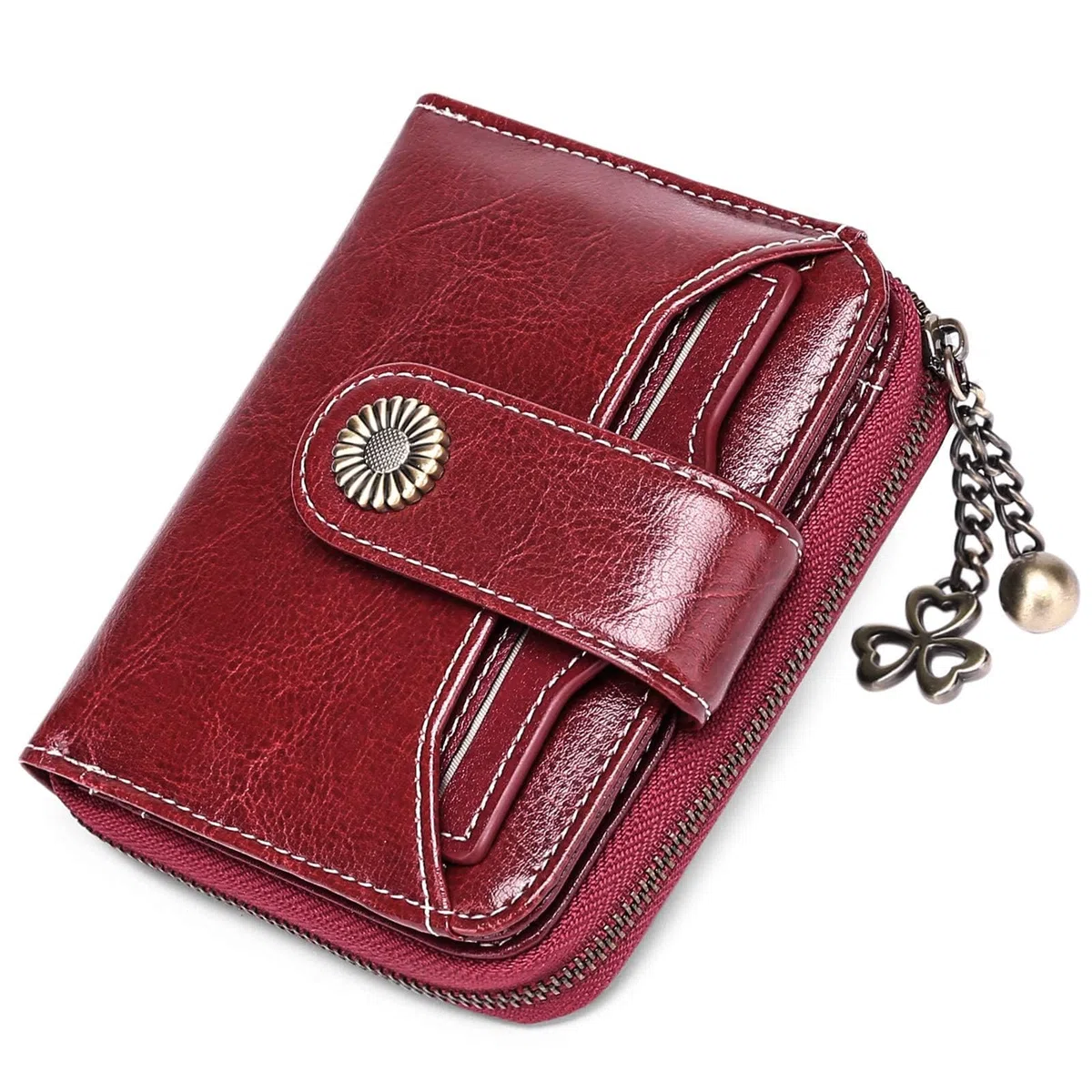 SENDEFN Portefeuille Femme Cuir Porte Monnaie Court Sac d'argent Femmes RFID Blocage Portefeuille Femmes Petit Zippé Portefeuille