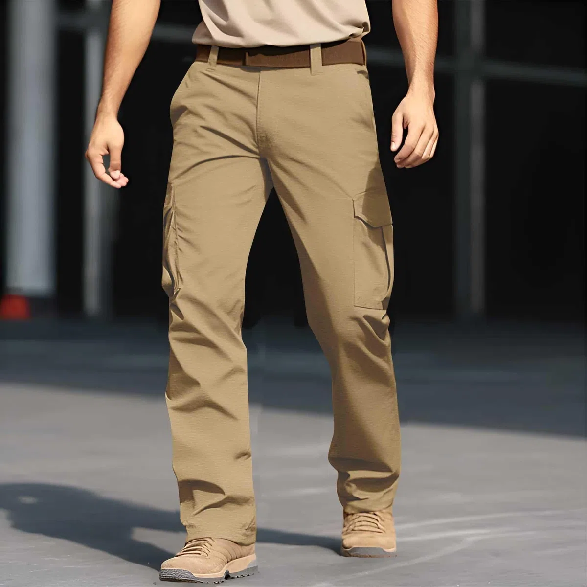 Générique Pantalon de Travail Homme Cargo Multipoches avec Genouillères Taille Elastique Extensible Résistant Durable Séchage Rapide Léger Tactique Militaire Treillis Randonnée Chasse Moto