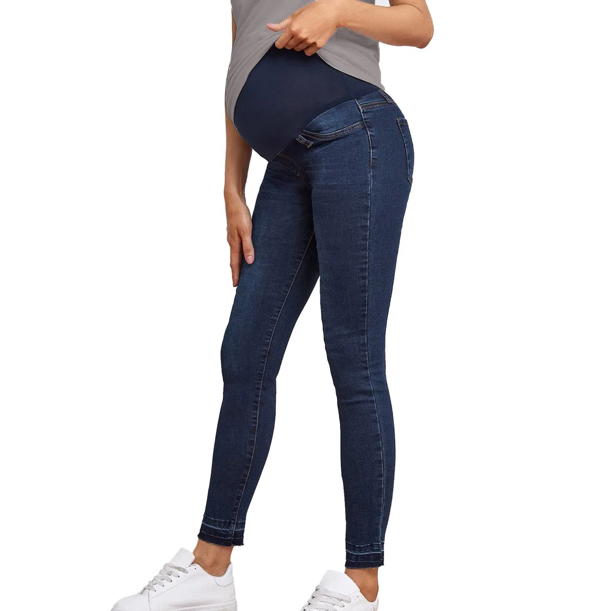 Pantalon de Grossesse Femme Jean Stretch élastique Jean Coupe Slim Bandeau Haut Stretch et Confortable Jeans Enceinte Skinny Push up Fesse Pantalon de maternité Jogging Automne Hiver Chaud