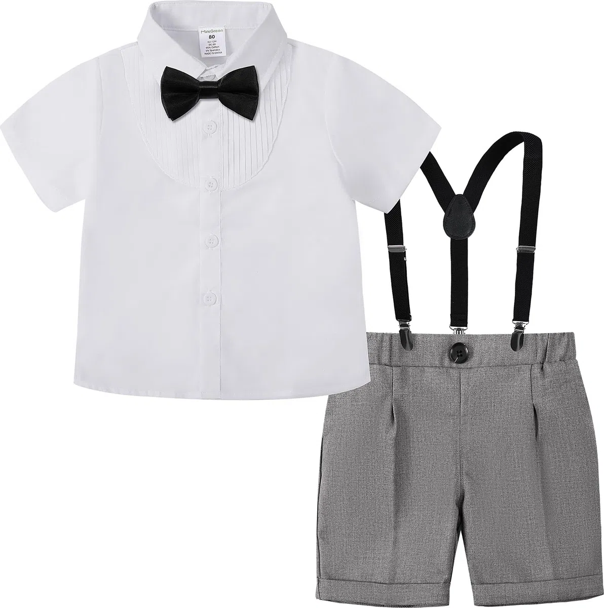 mintgreen Bébé Garçons Costume, Enfants Mariage Tuxedo Bow Cravate Suspensions Manches Courtes Ensemble de Tenue, 1-4 ans