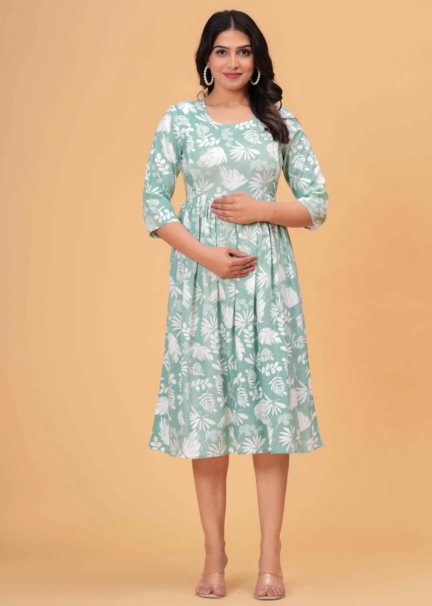 Jikonet Robe de maternité pour femme Kurti imprimée Robe d'allaitement confortable Kurta