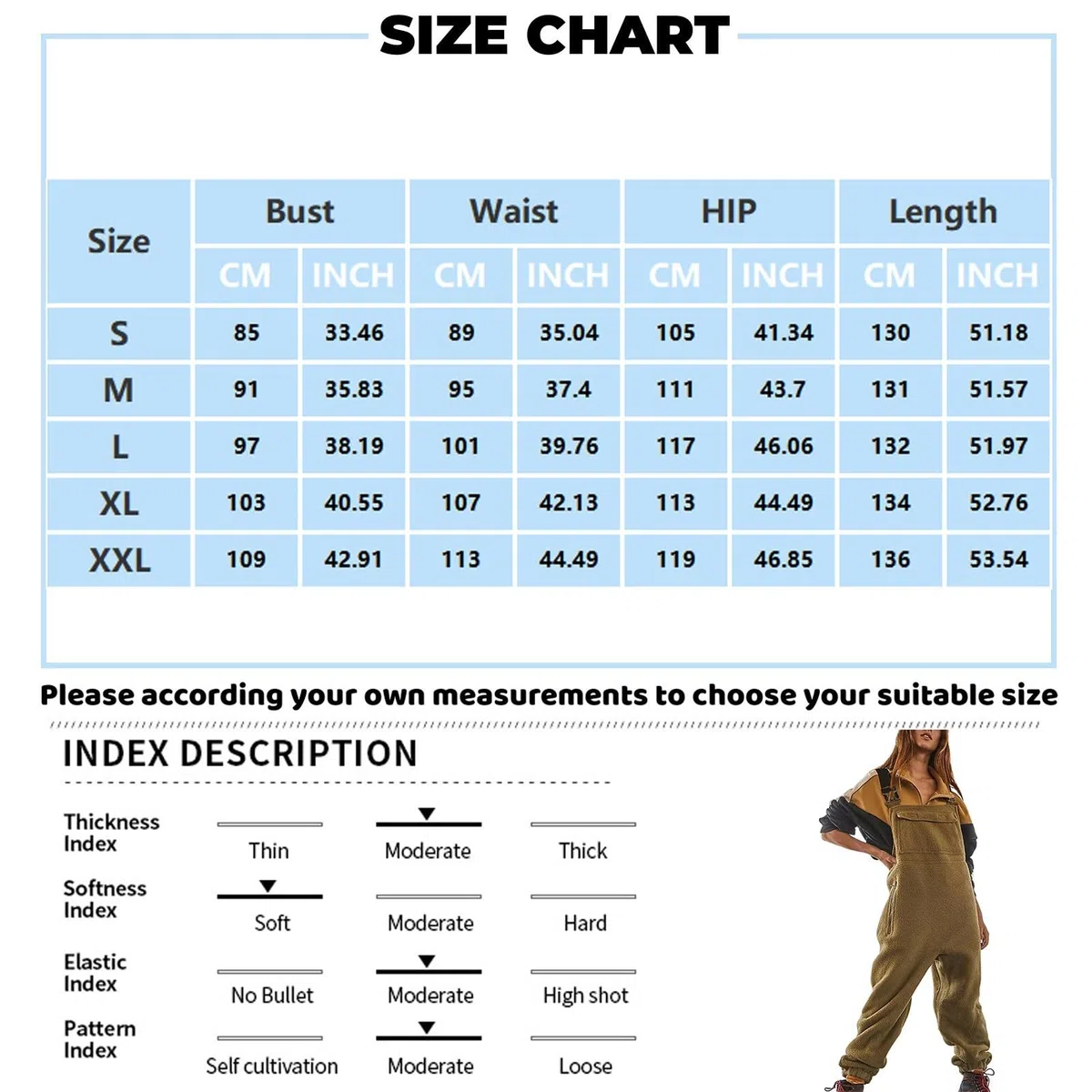 Salopette en Polaire pour Femme, Bretelles réglables, Pantalon de Ski Chaud pour l'hiver, Combinaison Cargo Ample en Polaire