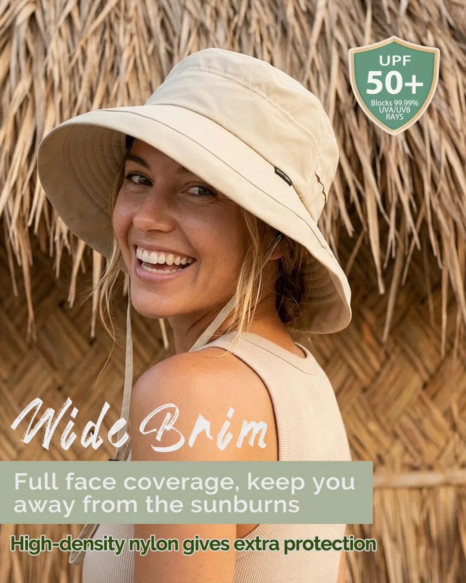 Creekstone Chapeau cloche imperméable pour femme UPF50+ à large bord, pliable, léger, pour randonnée, voyage en plein air