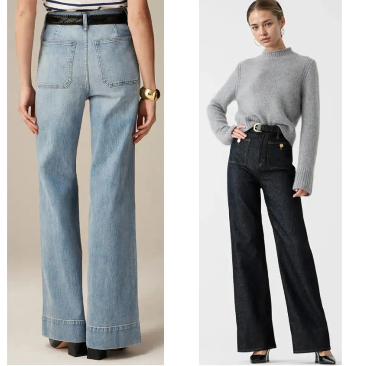 Le favori d'Oprah - Pantalon Large de Marin à contrôle du Ventre, Jean à Jambe Large Chiccurva, Jean préféré d'Oprah (A,XL)