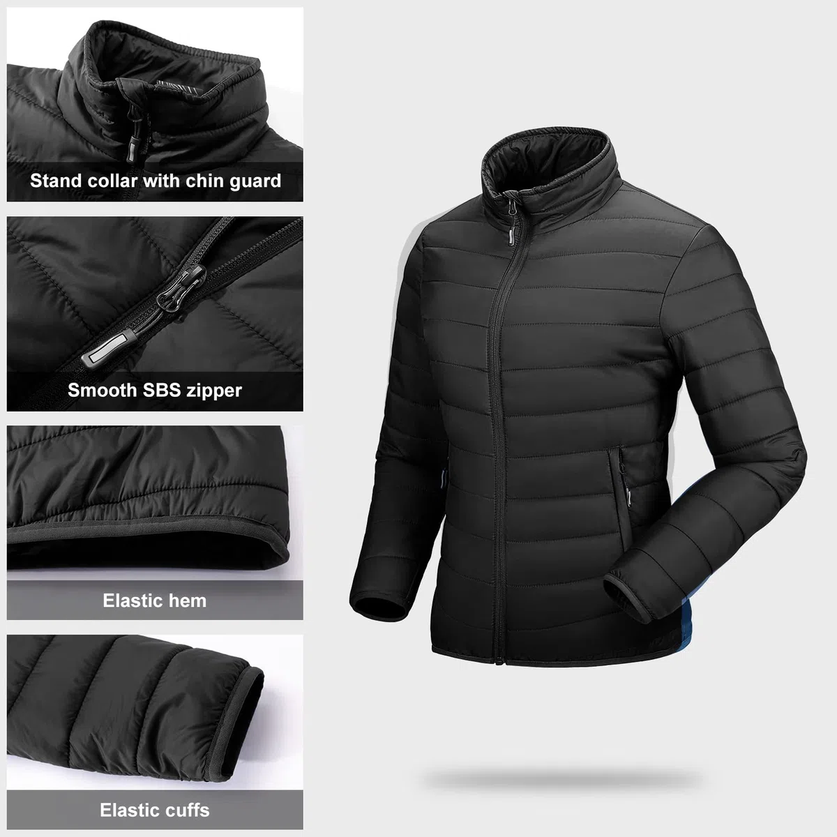 Outdoor Ventures Veste matelassée légère et chaude pour femme - Veste matelassée douce - Pour les loisirs, la randonnée, les voyages, l'extérieur