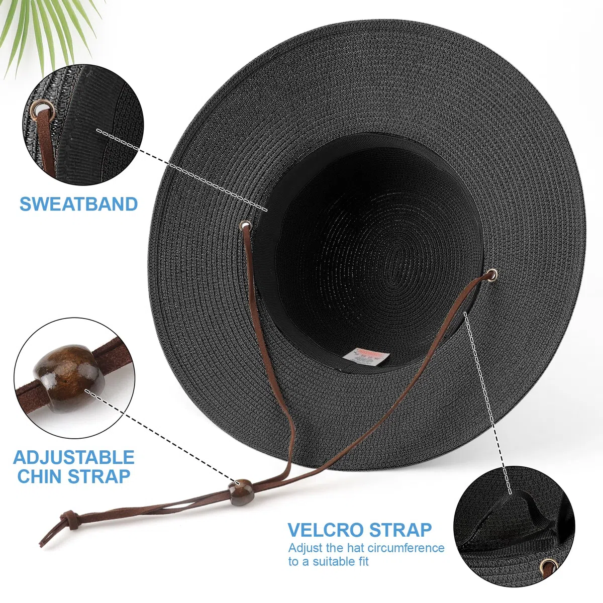 DRESHOW Femme Homme Chapeau de Paille Panama Unisexe Chapeau Été Large Bord Chapeau de Soleil Anti-UV Chapeau de Soleil